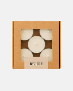Box of tea lights with 'ROURE' branding on a white background