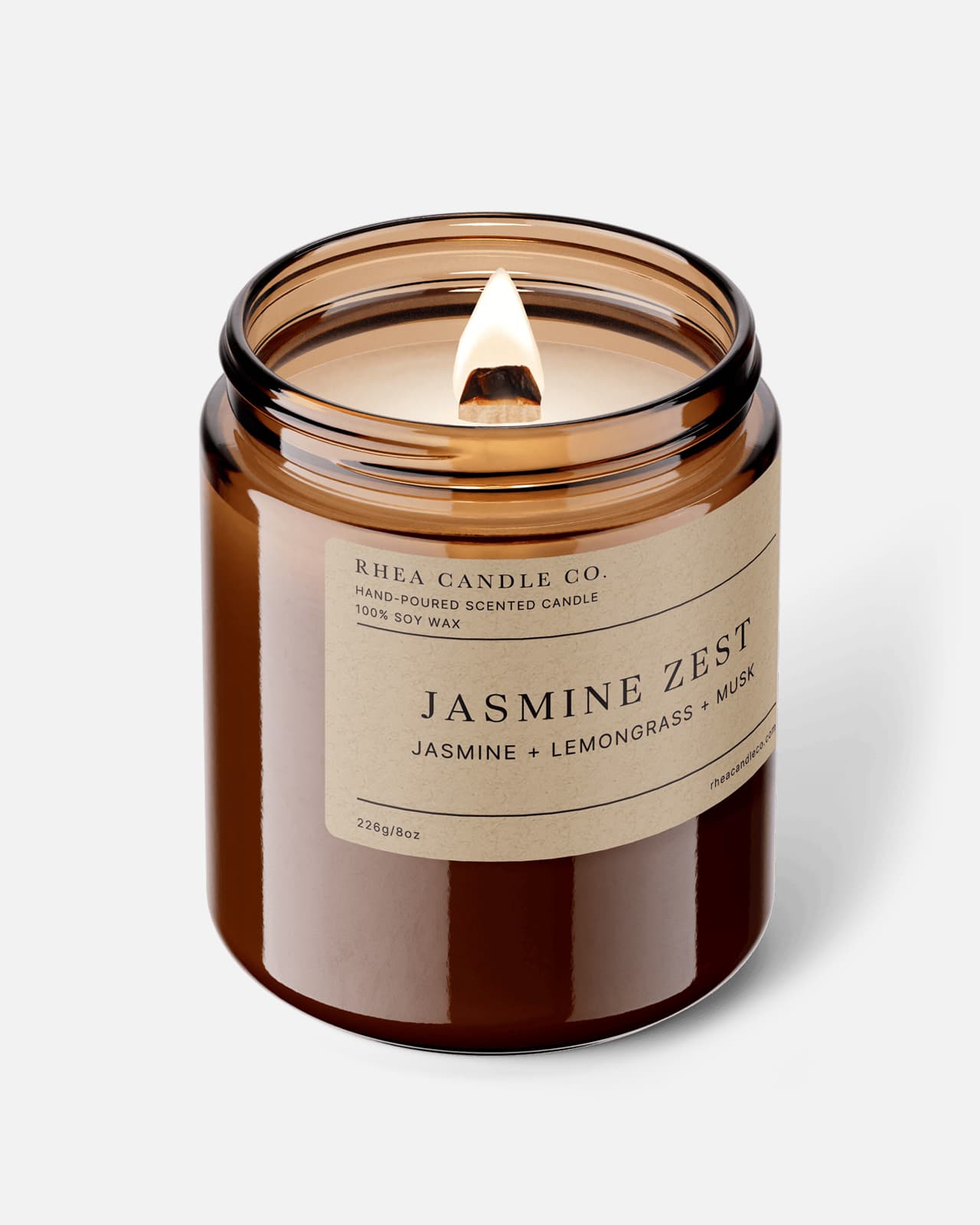 Jasmine Zest Candle | Jasmine + Lemongrass + Musk - Rhea Candle Co.